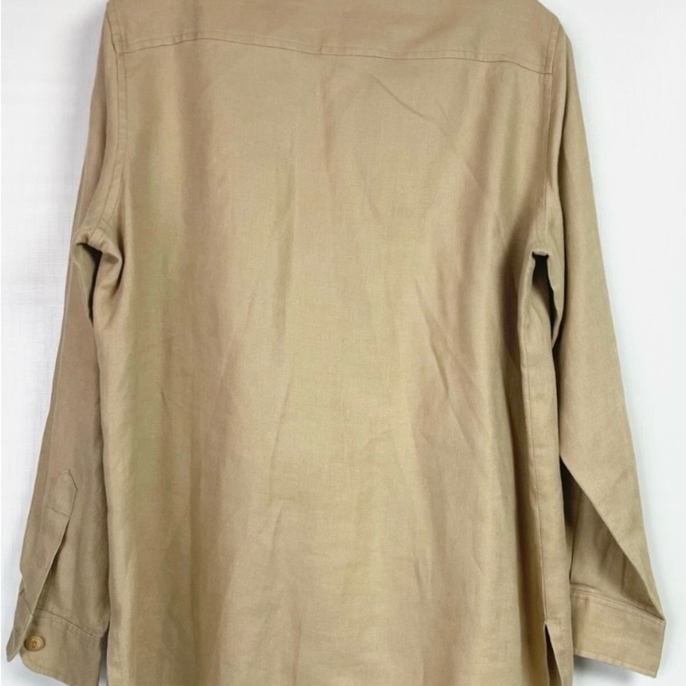 Lauren‎ Ralph Lauren Linen Safari Shirt Beige Utility Button Up Size 8 - Picture 3 of 10
